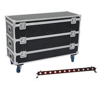 EUROLITE Set de 12 luces LED BAR-12 QCL RGB+UV barra + carcasa con ruedas