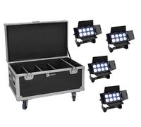 EUROLITE Set de 4 x Multiflood IP 8 x 10 W RGBW Wash + Case