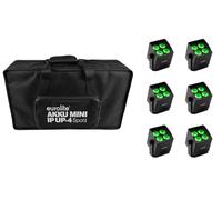 EUROLITE - Set de 6 unidades AKKU Mini IP UP-4 QCL Spot MK2 + bolsa blanda