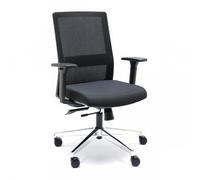 Silla ergonómica de escritorio Euromof Niza respaldo malla (Negro, Sin Cabezal)