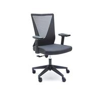 Euromof - Silla de Escritorio Ergonómica, Silla de Oficina Giratoria para Teletrabajo con Respaldo Transpirable y Brazos Regulables, Color Negro