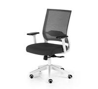 Euromof - Silla de Oficina Ergonómica con Respaldo de Malla, Silla de Escritorio Regulable y Cómoda con Soporte Lumbar, Color Blanco/Negro