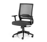 Euromof - Silla de Oficina Ergonómica con Respaldo de Malla, Silla de Escritorio Regulable y Cómoda con Soporte Lumbar, Color Negro/Negro