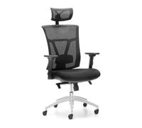 Euromof Silla de Oficina ergonomica. Modelo Ankara. Original Cabecero, Brazos 3D, Mecanismo syncron, Soporte Lumbar 2D, Base de Aluminio.