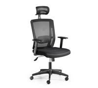 Euromof Silla de Oficina ergonomica. Modelo Sofia. Original Cabecero, Brazos 1D, Mecanismo basculante, Soporte Lumbar 2D.