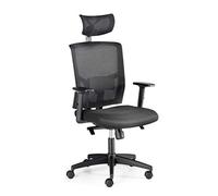 Euromof Silla de Oficina ergonomica. Modelo Viena. Original Cabecero, Brazos 1D, Mecanismo syncron, Soporte Lumbar 2D.