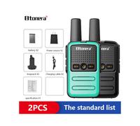 (EUROnero-verde) 2 pezzi Mini Walkie Talkie PMR 446 Radio bidireccional portátil Ht PTT Radiotelefoni