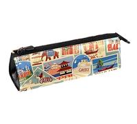 Europa África Asia América Viaje Pen Bag Stationery Pouch Pencil Bag Cosmetic Pouch Compact Zipper Bag, multicolor, 5.5 ×6 ×20CM/2.2x2.4x7.9 in, Organizador de bolsas