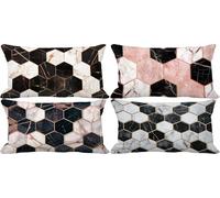 Europa del Norte Cojines Exterior Suave Fundas de Cojines 60x80 Juego de 4 Rectangular Mármol Cushion Covers con Cremallera Oculta para Salón, Dormitorio, Jardín, Patio, Balcón Decorativos b67-0