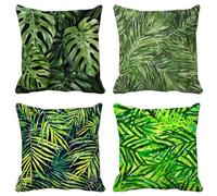 Europa Del Norte Fundas Cojines 80X80 Juego de 4 Cojines Exterior Suave Cuadrado Lavables Funda Cojin Hoja Patrón con Cremallera Invisible para Decoracion Hogar Salon Jardín Patio Cushion Cover H21-P