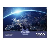 Europa Desde el Espacio Puzzle de 1000 Piezas Papel Adultos Vista Nocturna Puzzle para Adultos Familia Relajación Decoración Regalo 70x50cm/1000pcs