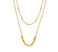 Europa y América Cuentas cuadradas de doble capa Acero de titanio Collar retro de oro de 18k Marca de moda Cadena de empalme salvaje Joyas de cadena de clavícula de acero inoxidable