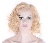 Europa Y Estados Unidos Encaje Pequeño Volumen Cabello Corto Beige En El Punto Dividido Volumen Pequeño Cómodo Transpirable Cabello Real Peluca De Moda 14-26 Pulgadas (Tamaño: 26") (8)