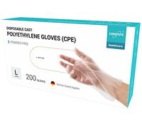 EUROPAPA® 100, 200, 300, 450, CPE transparente Guantes desechables en caja, guantes desechables sin látex, guantes de goma sin polvo, en tallas S, M, L, XL (200, L)