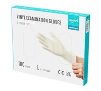 EUROPAPA® 100 Guantes De Vinilo Desechables, Sin LÁTex, Sin Polvo, En Tallas S, M, L Y XL, Disponibles (Amarillo Premium, L)