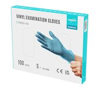 EUROPAPA® 100 Guantes De Vinilo Desechables, Sin LÁTex, Sin Polvo, En Tallas S, M, L Y XL, Disponibles (Azul, S)