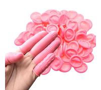 EUROPAPA® 100x Dedales de Látex, Protección de Dedos, Punta de Dedo de Goma General Antiestática para Cosméticos, Limpieza (Rosa, M)