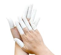 EUROPAPA® 100x Dedales de Látex, Protección de Dedos, Punta de Dedo de Goma General Antiestática para Cosméticos, Limpieza (Blanco, S)