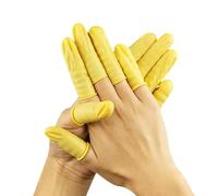 EUROPAPA® 200x Dedales de Látex, Protección de Dedos, Punta de Dedo de Goma General Antiestática para Cosméticos, Limpieza (Amarillo, L)