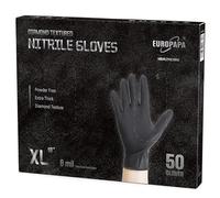 EUROPAPA® 50x guantes de nitrilo extra gruesos DiamantGrip Diamant Perfect Grip, guantes desechables de protección para montaje, guantes de trabajo sin polvo ni látex (8 mil, XL, Negro)