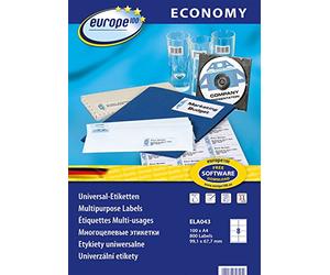 Europe 100 Universal-Etiketten ELA043 (99.1 mm x 67.7 mm),blanco, 800 St., Permanent haftend