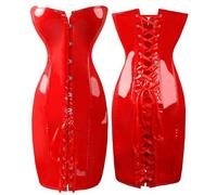 European and American Fashionable PVC Body-Shaping Garments, Popular Breast-Supporting and Abdominal-Slimming Strap-on Body-Shaping Garments-Red-S