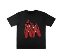 European and American Style High Street Retro Beauty Print Trendy Hip-Hop T-Shirt Black S