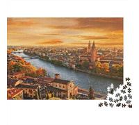 European City Jigsaw Puzzle 1000 Piezas Reciclado Papel Rhine River Puzzles Educativo Juego Challenge Divertido Familia Juego for Adultoos and Age 10 52x38cm/1000pcs