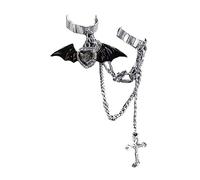 European Exaggerated Loves Rhinestones Irregular Double Fashion Novel Devil Crossed Chain Rings Halloween Bat Wing para mujeres y niñas