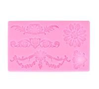 European Flower Silicone Form | Embossed Baking Tool for Cakes/Cookies/Chocolate | Food Grade Reusable Fondant Form | DIY Decorating Kit with Heat Tolerance (Pink)