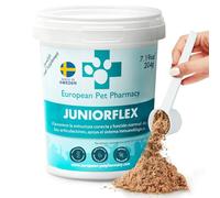 European Pet Pharmacy JuniorFlex, 204g - Condroprotector Perros Cachorros y Gatos Jóvenes - Fórmula con Mejillón Labios Verdes y Vitamina C para Cuidado Articulaciones Perros de 4 a 18 Meses