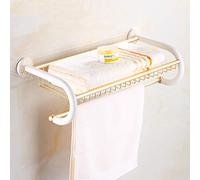 European-Style Aluminum-Magnesium Alloy Towel Rack Wall Mounted Bathroom Fittings Towel Shelf/White