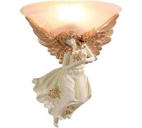 European-Style Angel Wall Lamp Resin Bedside Bedroom Living Room Background Wall Lighting - Retro Wall Lamp, Pendant Lamp(Gold,Left)