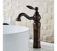 European Style Natural Jade countertop Basin Hot and Cold Water Faucet All Copper Black American Art Pot Marble Antique Faucet, Black Jade Rotation
