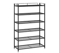 European Style Wrought Iron Shoe Rack Storage Shoe Rack Iron Simple Household Straight Bar Shoe Cabinet(Black),602595cm ()