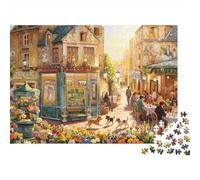 European Town 1000 Piezas Puzzle Reciclable Personas Mayores Escena de Calle Urbana Alivio del Estrés Alivia la Demencia Senil Excelente Regalo para Todas Las Ocasiones 38x26cm/1000pcs