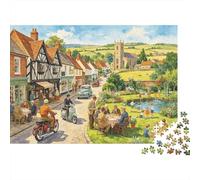 European Village Puzzle para Adultos 1000 Piezas Reciclable Paper Rural Painting Puzzle Parent Child Game Props Developing para Niños y Niñas Intelligence Toy 38x26cm/1000pcs