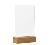 Europel Expositor de mesa A6 de alta calidad, acrílico transparente, base de madera de roble estable y duradera con certificado FSC, presentación de dos caras, para restaurantes, hoteles,