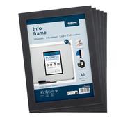 Europel Marco de información magnético A5 negro, juego de 5 piezas, marco magnético para documentos, soporte magnético para pizarras, superficies metálicas, cambio rápido de documentos para oficina