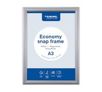 Europel Marco Economy Snap A3, color plateado, perfil de aluminio de 25 x 11 mm, para pósteres de 29,7 x 42 cm, película antirreflectante, visualización de publicidad, menús, hotel, oficina,