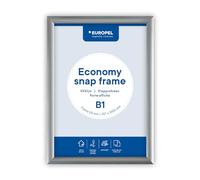 Europel Marco Economy Snap B1, color plateado, perfil de aluminio de 25 x 11 mm, para pósteres de 70,7 x 100 cm, película antirreflectante, visualización de publicidad, menús, hotel, oficina,
