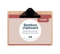 EUROPEL Portapapeles de bambú de madera duradera con clip de metal negro y agujero oculto para colgar, portapapeles A4 y tablero de papel para escuela, aula, oficina, negocios, restaurante, almacén