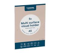 EUROPEL Posterhouder - Juego de 5 adhesivos para carpas, tamaño A5, formato vertical, soporte para documentos, transparente, sin agujeros, A5, retrato, oficina, escuela, venta al por menor