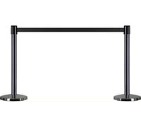 EUROPEL Soporte de barrera para cinturón de cola, 11 kg, correa retráctil de 2,5 m, base de hormigón resistente, cromado