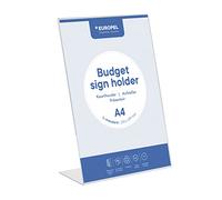 Europel Soporte para carteles de presupuesto, estándar L, tamaño A4, poliestireno transparente de 1,5 mm, soporte para menú y folleto para restaurantes, hoteles, conferencias y recepciones, diseño