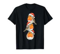 Europeo Robin Navidad Lindo Stack Santa Hat Wild Bird Mama Camiseta