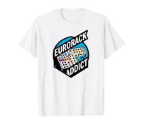 Eurorack Addict Modular Synthesizer Patch Cable Gear Camiseta gráfica económica, Hombre, Blanco, L
