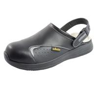 EUROROUTIER Basic 2.0 Black, Zuecos de seguridad de piel certificados CE EN ISO SB A-E-E-FO SRC, Negro , 38 EU