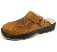 EuroRoutier Premium Brown Tucson Leather, Zuecos, Chanclas de Seguridad Certificado SB E+FO+SRC