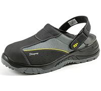 EuroRoutier Stingray Black Leather, Zuecos Zapatos de Seguridad Certificado CE EN ISO SB+A+E+FO+SRC (46)